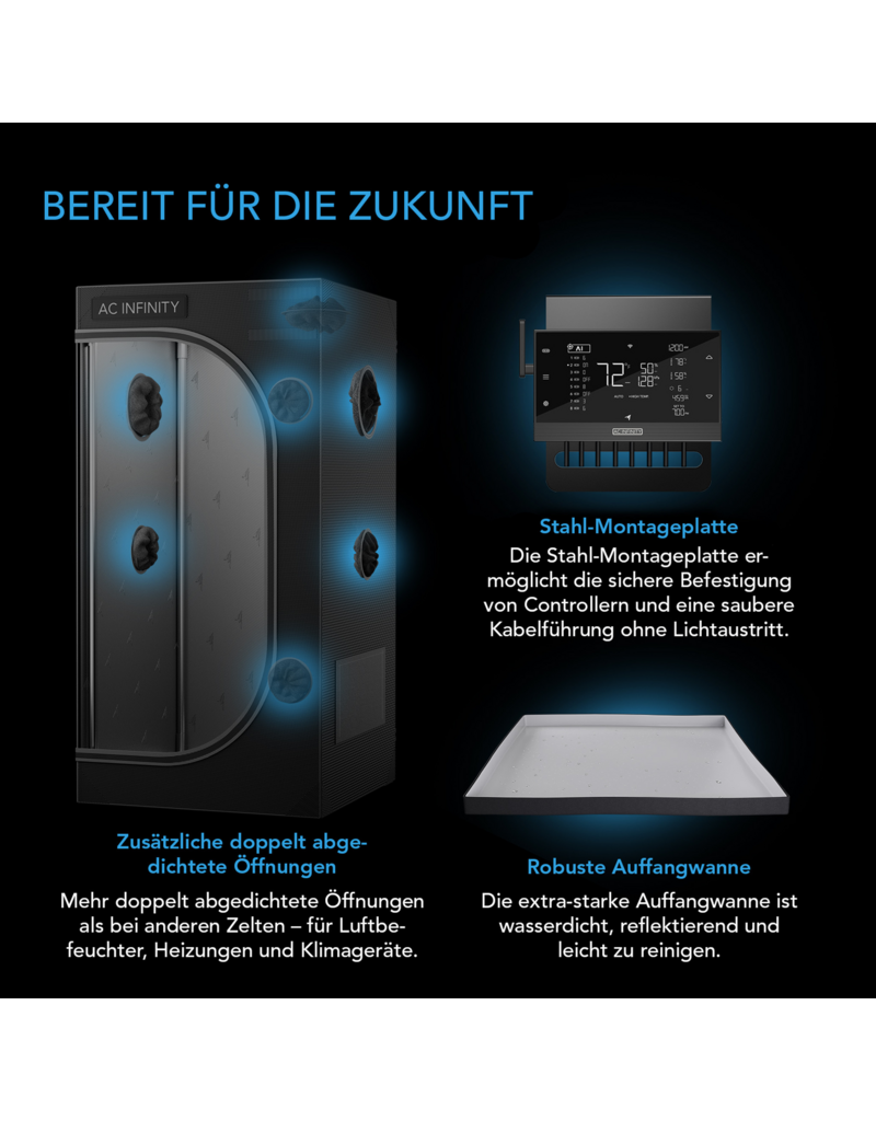 AC Infinity AC Infinity CLOUDLAB 844 advanced kweektent 120 x 120 x 200 cm, 2000D diamant-mylar stof