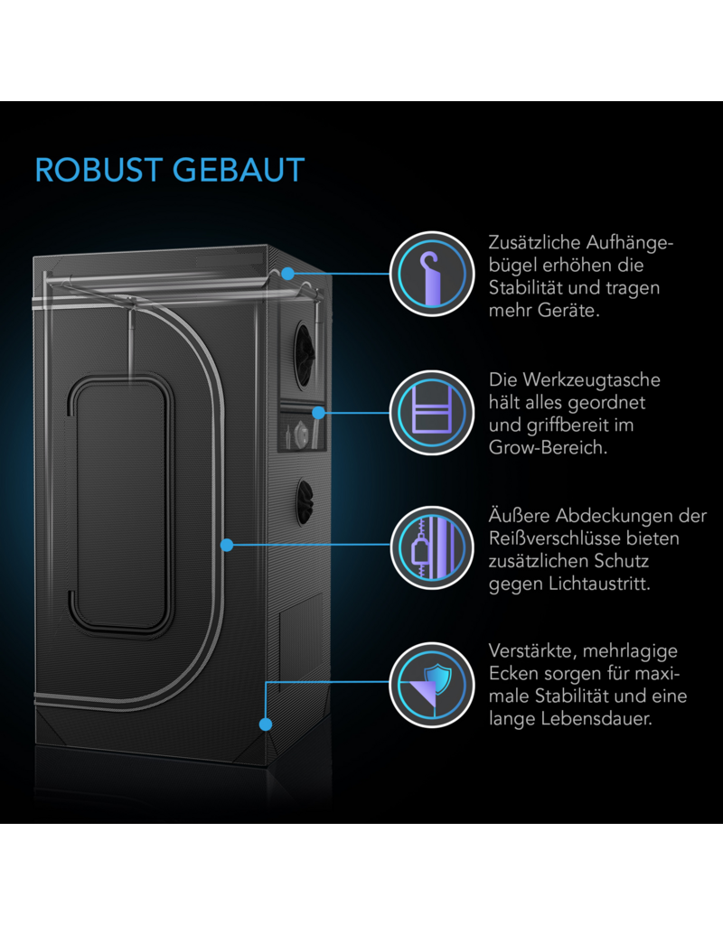 AC Infinity AC Infinity CLOUDLAB 844 Advanced Growzelt 120 x 120 x 200 cm, 2000D Diamant-Mylar Gewebe