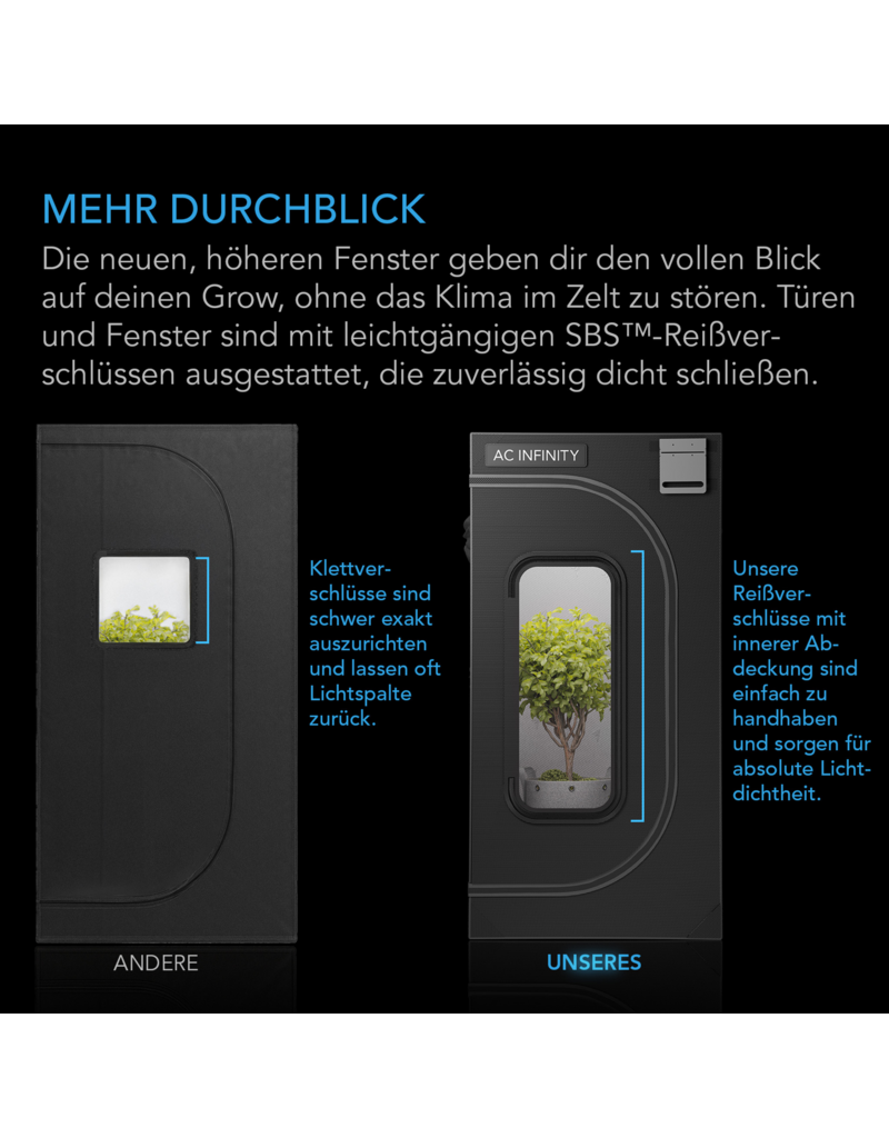 AC Infinity AC Infinity CLOUDLAB 844 Advanced Growzelt 120 x 120 x 200 cm, 2000D Diamant-Mylar Gewebe