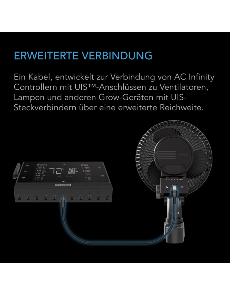 AC Infinity AC Infinity UIS-zu-UIS Verlängerungskabel für AI+ Controller, Stecker-zu-Stecker, 300 cm