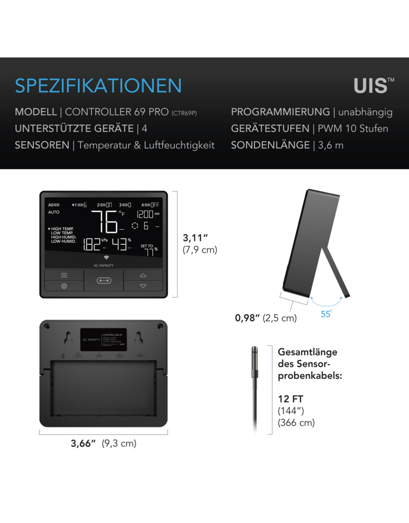 AC Infinity AC Infinity Controller 69 PRO met Bluetooth en WiFi