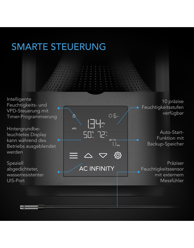 AC Infinity AC Infinity CLOUDFORGE T3 luchtbevochtiger 4.5 L met intelligente aansturing