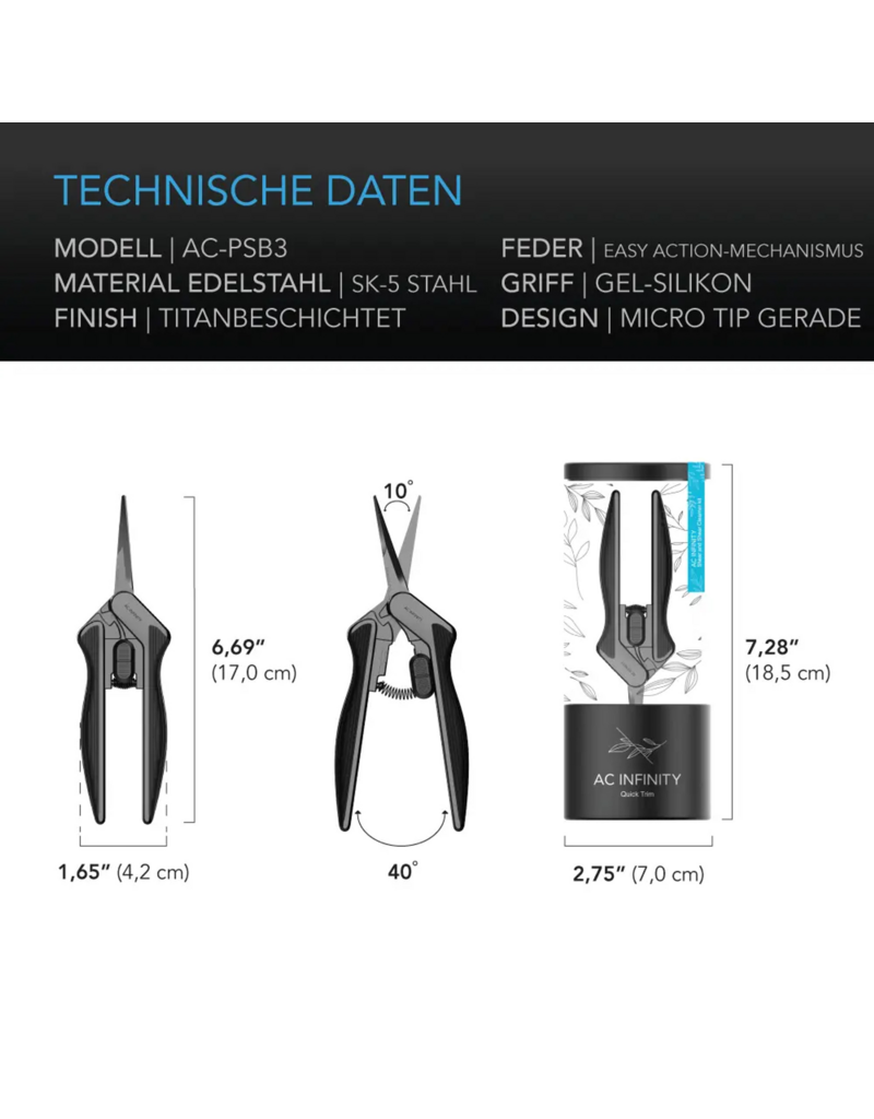 AC Infinity AC Infinity Edelstahlschere mit Reinigungsset, 16.8 cm gerade Klingen