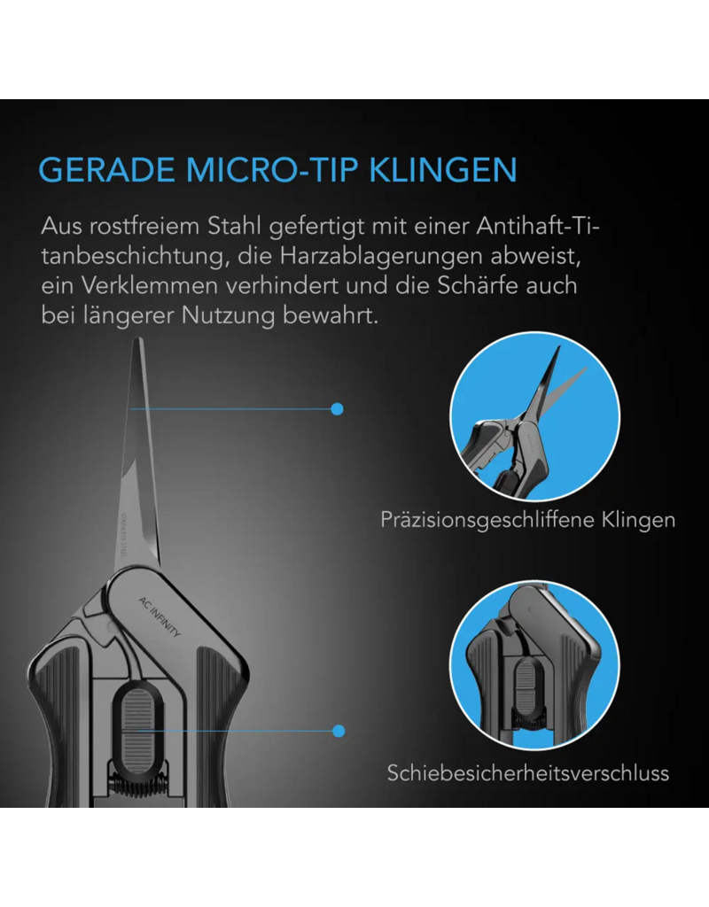 AC Infinity AC Infinity RVS schaar met reinigingsset, 16.8 cm rechte bladen