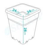Senkap Senkap Kweekpot PP met ventilatiegaten 11 liter, vierkant 24x24x28 cm