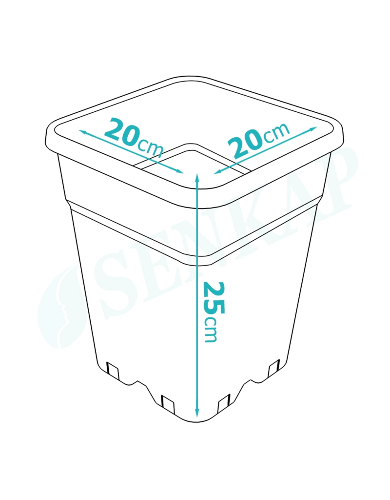 Senkap Senkap Topf PP mit Belüftungsöffnungen 7 Liter, viereckig 20x20x25 cm