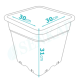 Senkap Senkap Kweekpot PP met ventilatiegaten 18 liter,  vierkant 30x30x31 cm