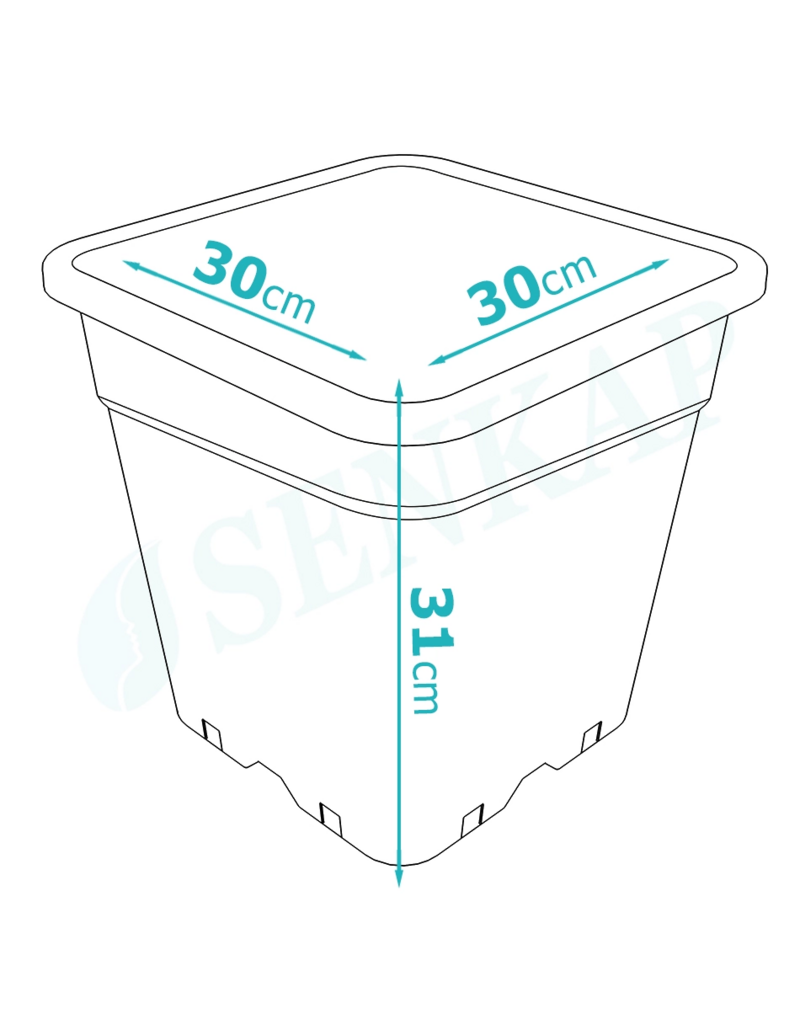 Senkap Senkap Topf PP mit Belüftungsöffnungen 18 Liter, viereckig 30x30x31 cm