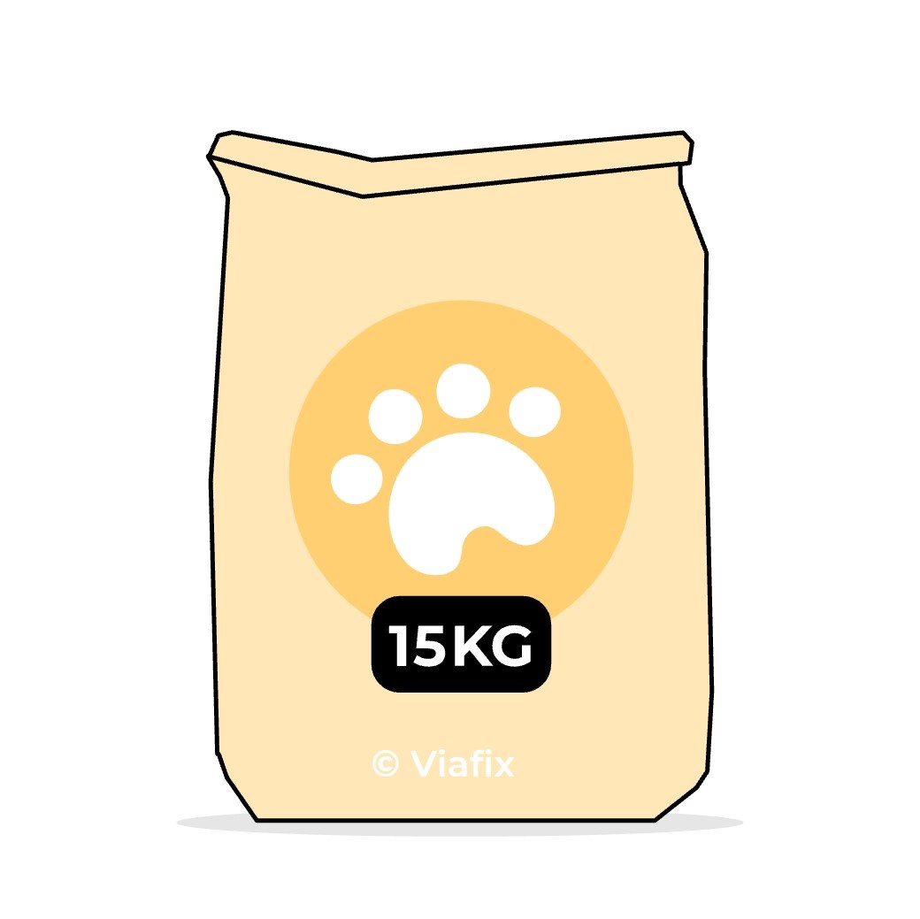 Grote zak hondenbrokken: Zomaar een demoproduct. Verpakt in een grote zak.