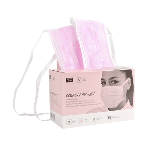 Gezichtsmasker met touwtjes roze