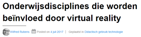 Onderwijsdisciplines die worden beïnvloed door virtual realit