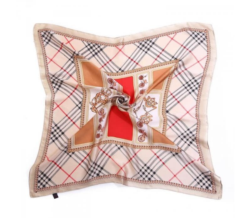 Peach F665 mixed vintage check scarf