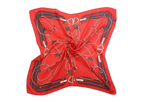 Peach Accessories Peach F669 Red chain print scarf