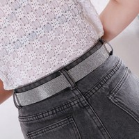 Peach BEL007 Black/Silver Crystal Belt