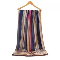 Peach TT105 Fuchsia/Navy Silk Scarf