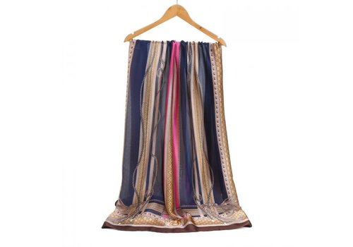 Peach Accessories Peach TT105 Fuchsia/Navy Silk Scarf