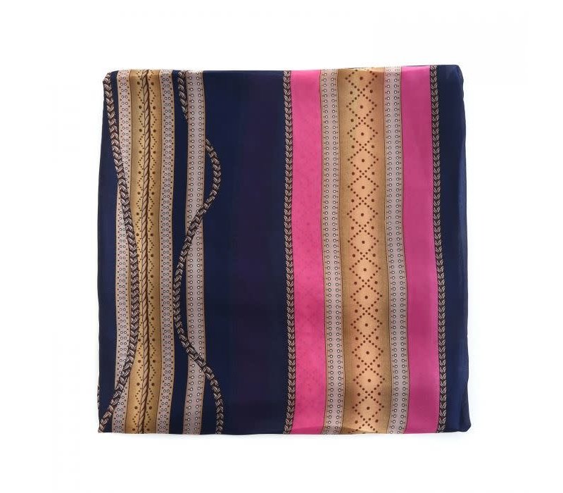 Peach TT105 Fuchsia/Navy Silk Scarf