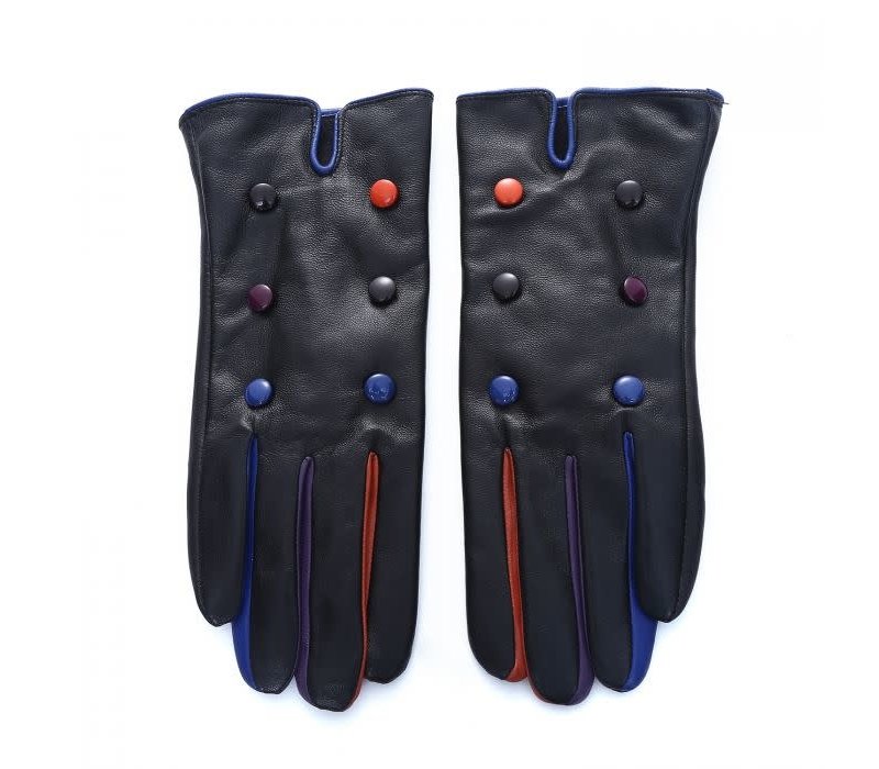 Peach HI933 Black multi Leather gloves