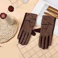 ZH0022 Tartan Gloves  with Bow