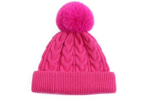 Peach Accessories Peach SD78 Fuschia pom pom Hat