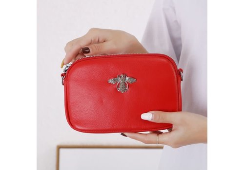 Peach Accessories 8801 Crystal Bee Red leather Pouch