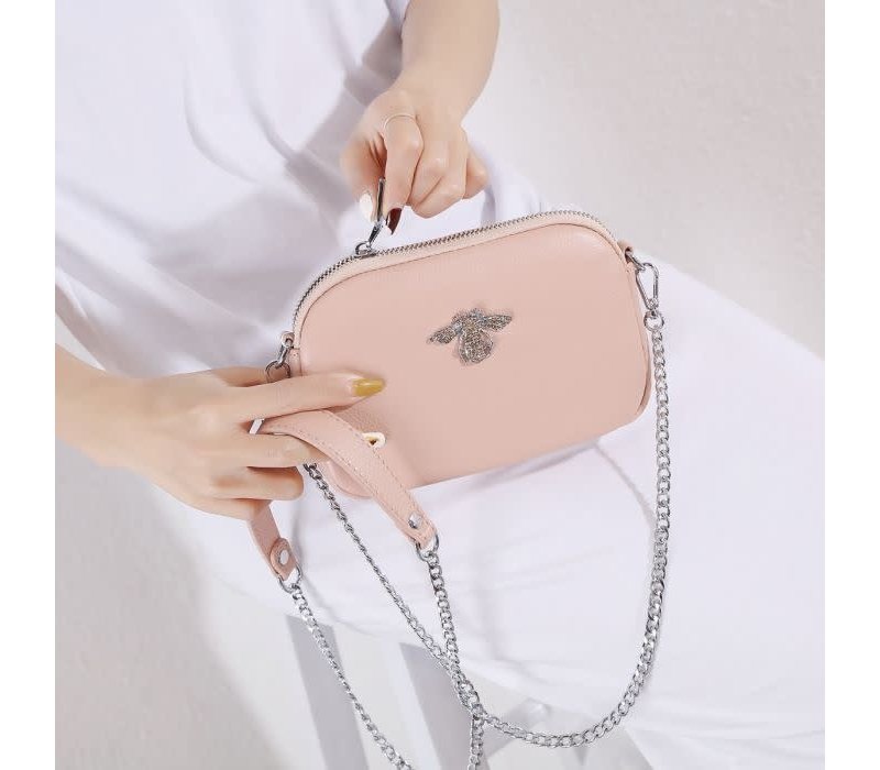 8801 Crystal Bee Blush Leather Pouch