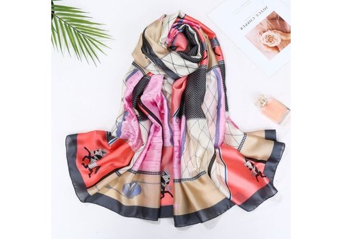 Peach Accessories TT208 Horse pattern satin scarf