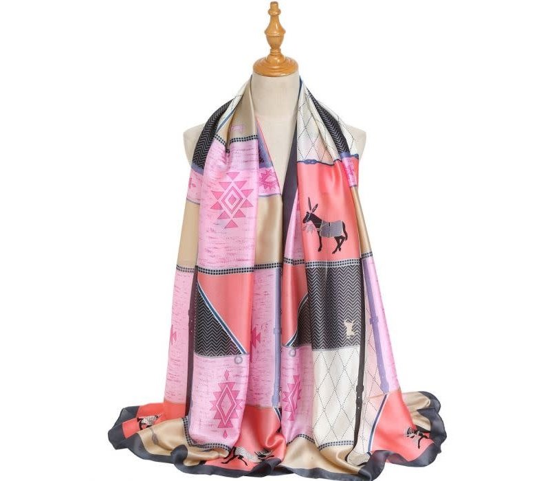 TT208 Horse pattern satin scarf