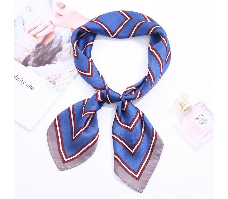 F667 Blue/Wine stripes square Scarf