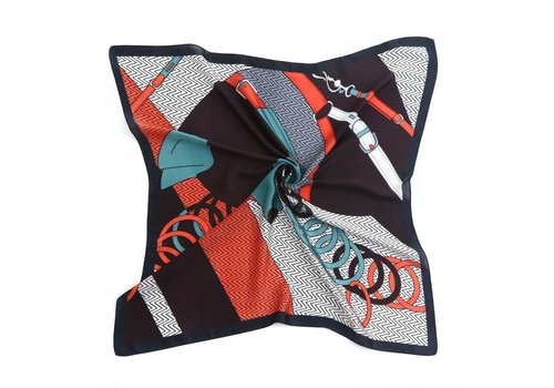 Peach Accessories F673 Multi print silky square Scarf