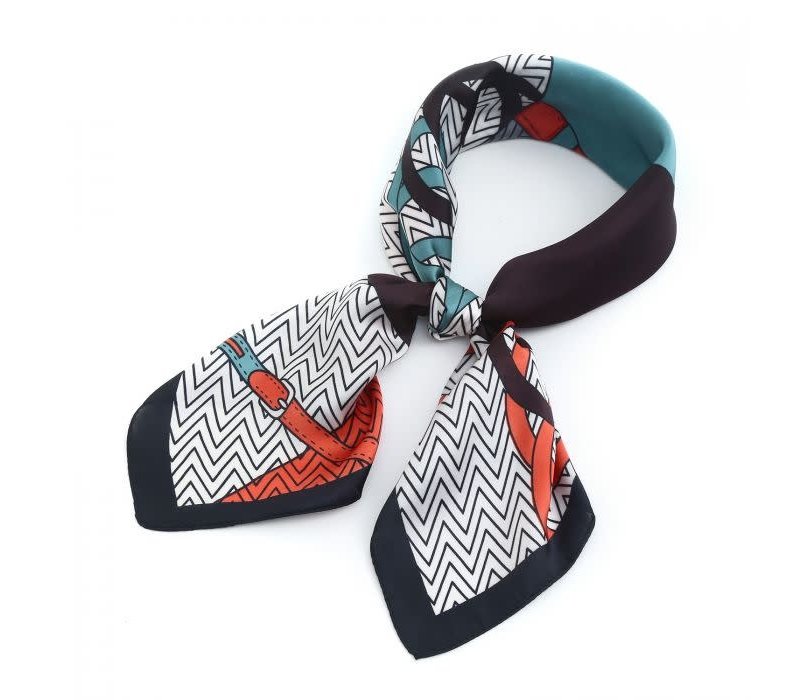 F673 Multi print silky square Scarf