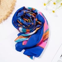 TT116 royal blue multi flower Scarf