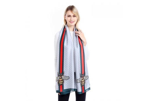 Peach Accessories TT34 Grey Silky Scarf with Bee