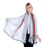 TT34 Grey Silky Scarf with Bee