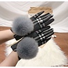 Peach Accessories HA215 Silver Grey Tartan Pompom Gloves