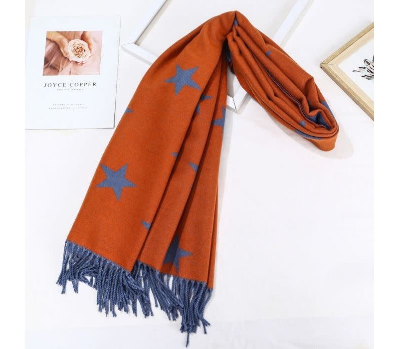 HUA060  Denim Two Tone Star Scarf