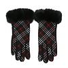 HA208 Plaid Gloves with fur cuff in Black