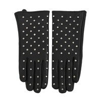 HA206 Black Leather Gloves W/Silver Studs