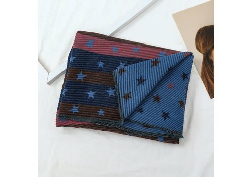 Peach Accessories HUA075 Pleated  Star Scarf Blue Multi