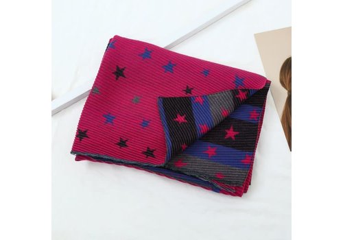 Peach Accessories HUA075 Pleated  Star Scarf Fuchsia Multi