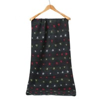 HUA075 Pleated  Star Scarf Black Multi