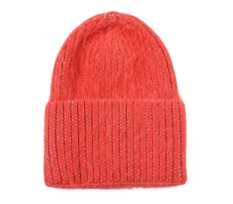 SDN91 Angora mix Beanie in Orange