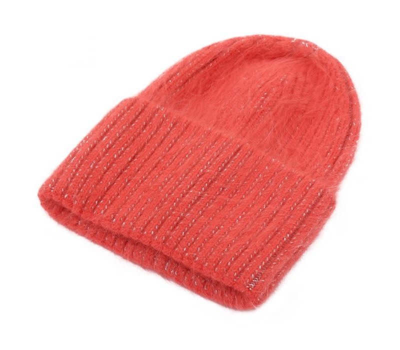 SDN91 Angora mix Beanie in Orange