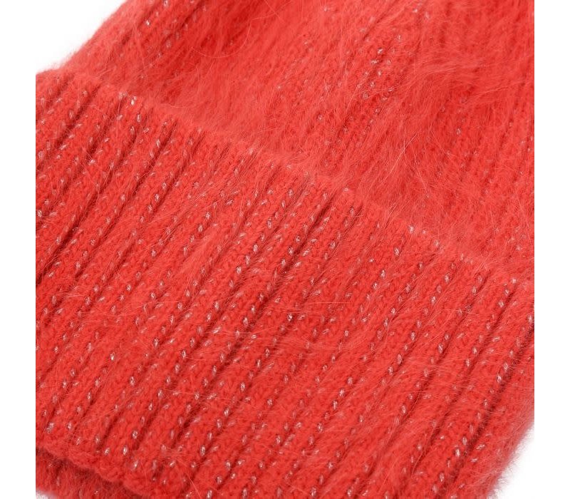 SDN91 Angora mix Beanie in Orange