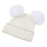 SDN105 Cream double Pom Hat
