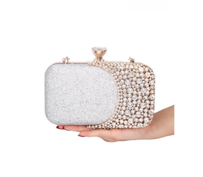 K003 Silver Shimmer/Crystal dressy Bag