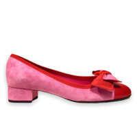 Le Babe Pink & Red Pump with Bow