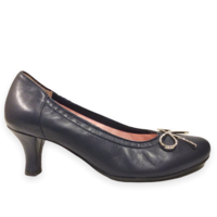 Le Babe Navy Leather Diamonté Bow