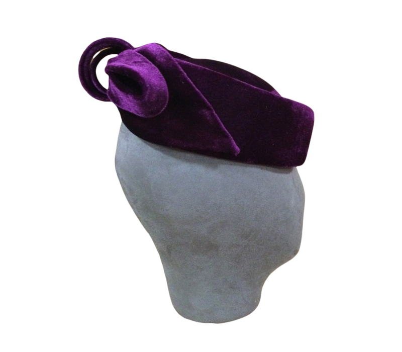 OCF. 060 Blackcurrant Velvet Pillbox Bow