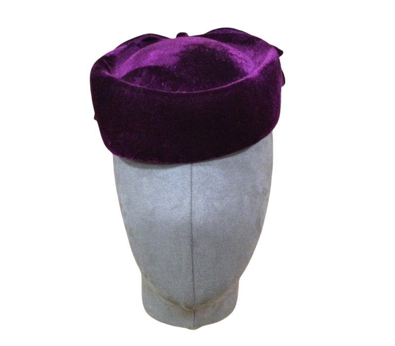 OCF. 060 Blackcurrant Velvet Pillbox Bow